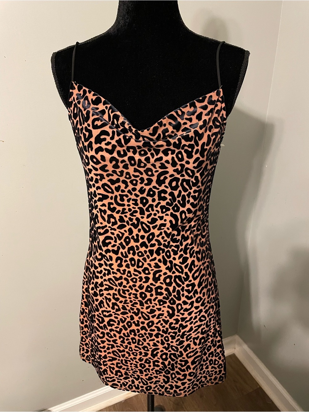 Altar'd State Y2K tan Leopard Print spaghetti strap Mini Dress